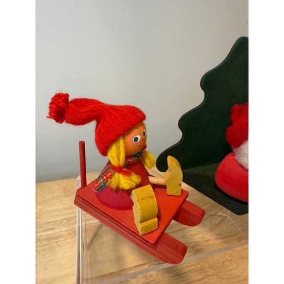 Pair of Ljungstroms Of Sweden Tomte Wooden Figures Christmas Holiday - Picture 5 of 15